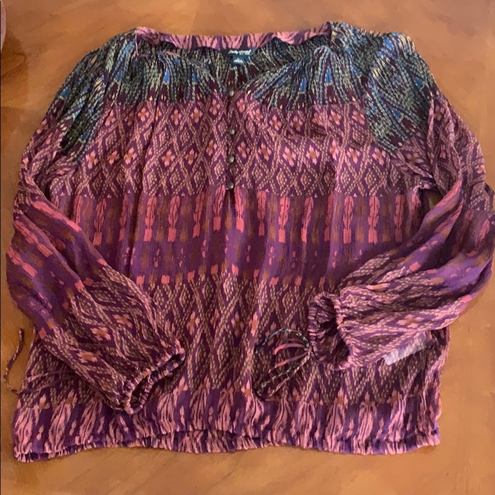 Lucky Brand Sheer Printed Shirt - Size Large